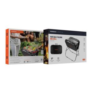 Porodo lifestyle foldable BBQ Grill With handle and tripod -black