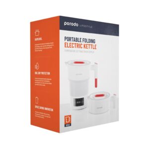 Porodo Lifestyle 600ml Portable and Foldable Electric Kettle 850W - White